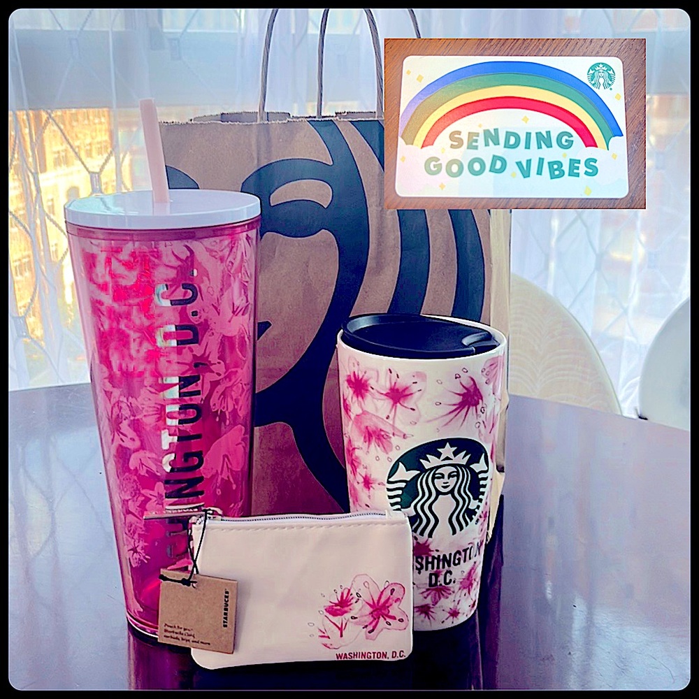🌸4PC Starbucks Cherry Blossom Bundle! Iced, Hot, Card Pouch, Gift Card🌸